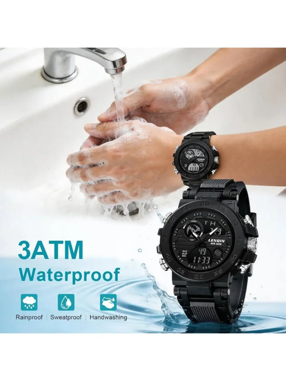 Men's Black Digital Military Survival Tactical Outdoor Waterproof Wrist Watch